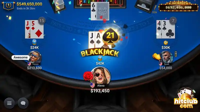 Các cửa cược cơ bản có trong Blackjack hitclub