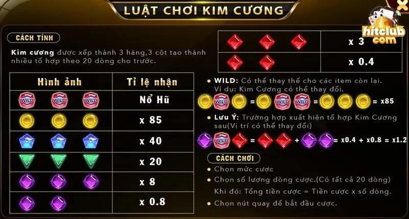 Cách chơi game kim cương hitclub chi tiết