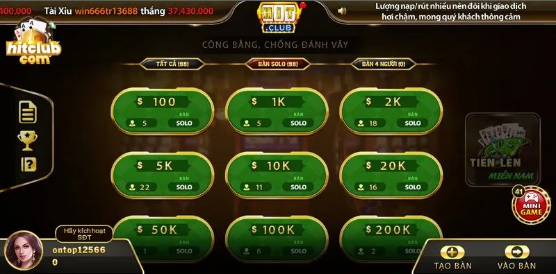 Tham gia đấu trí cùng tiến lên miền nam hitclub