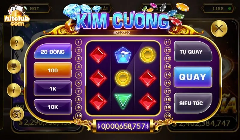 Thao tác chơi game kim cương siêu đơn giản trên hitclub