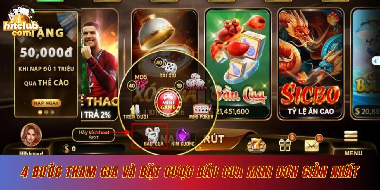 4 bước tham gia và đặt cược bầu cua mini đơn giản nhất