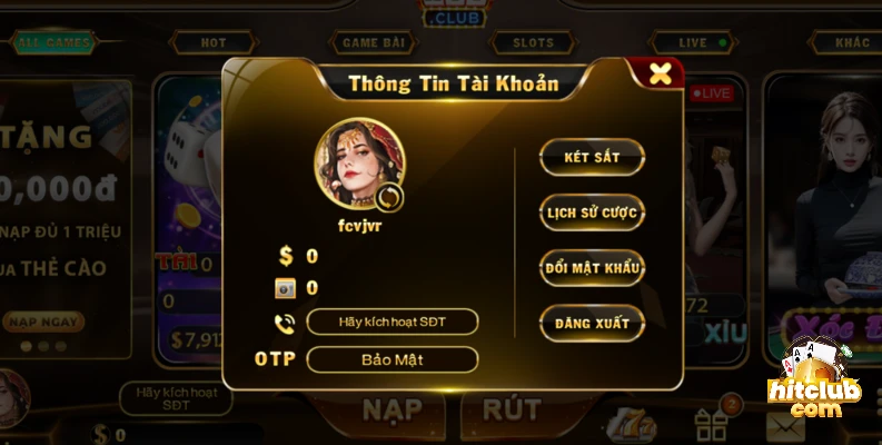 Đổi mật khẩu tại mục tài khoản cá nhân