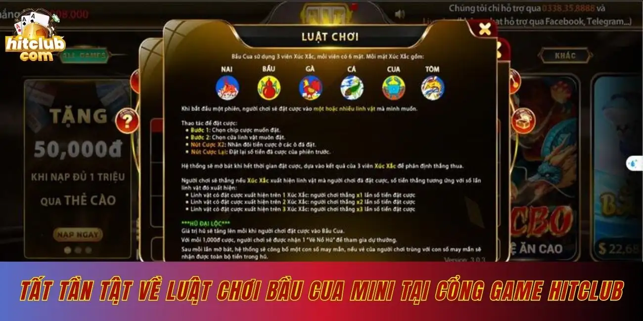 Tất tần tật về luật chơi bầu cua mini tại cổng game Hitclub