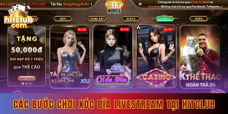 Thao tác truy cập xóc đĩa livestream nhanh chóng ở cổng game